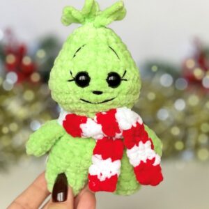 Baby Green NO SEW Crochet PATTERN, Christmas Amigurumi Thief, Mean One, Cute Stuffed Plush Handmade Toy, Baby Who, Christmas Ornament Gift