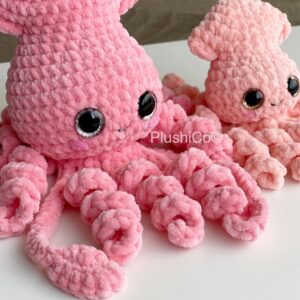 2-in-1 Crochet Squid Pattern, No-Sew Amigurumi Octopus Plush, Kawaii Animal Toy, Baby Soft Toy